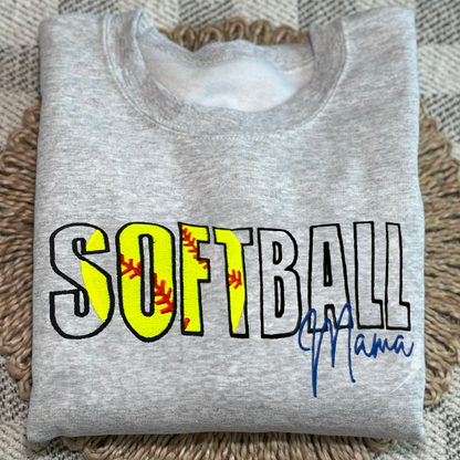 Custom Sports Embroidered Mama/Mom/Nana Sweatshirt