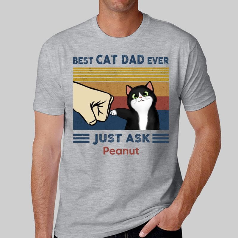 Father's Day 2025 Gift for Cat Dads - Custom Cat Fist Bump Personalized Shirt